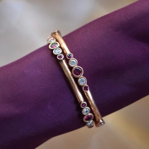 Classic Ruby & White Stone Impon Bangles