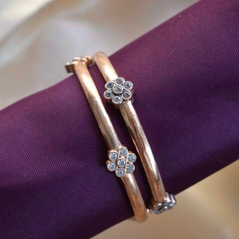 Elegant White Stone Impon Floral Bangles