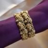 Divine Gajalakshmi Antique Gold-Plated Bangle Set