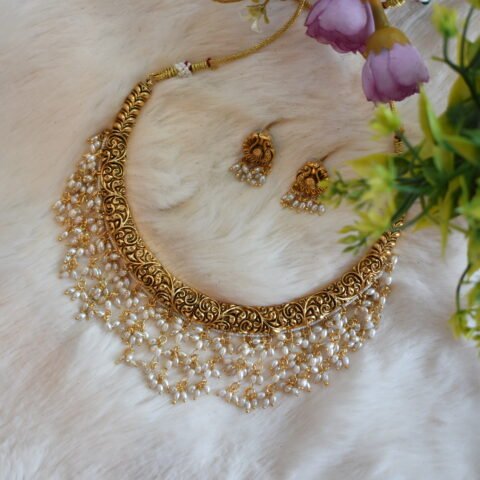 Antique Floral Vine Pearl Choker Set[AN16]