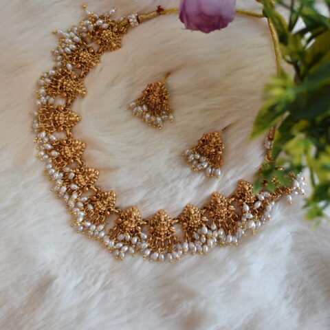 Antique Lakshmi Pearl Guttapusalu Choker Set[AN14]