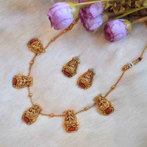Antique Lakshmi Coral Motif Necklace