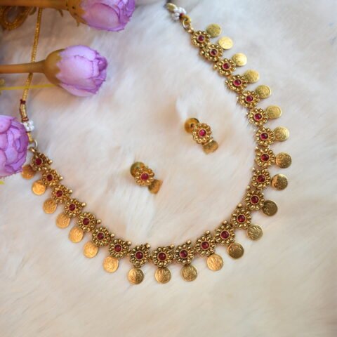 Antique Floral Coin Necklace Set