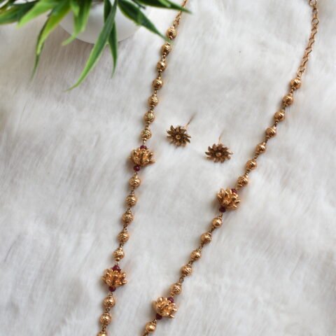 Antique Lotus Motif Long Haram