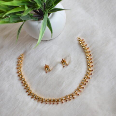 Antique Ruby & White AD Stone Necklace Set