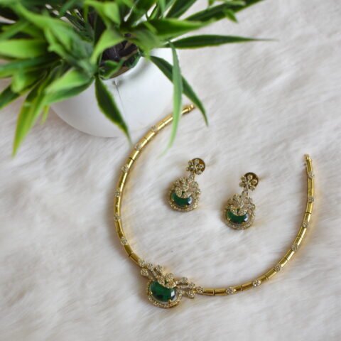Gold Plated Emerald AD Necklace