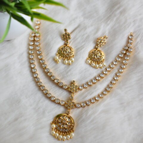 Elegant Double Layer AD Guttapusalu Necklace
