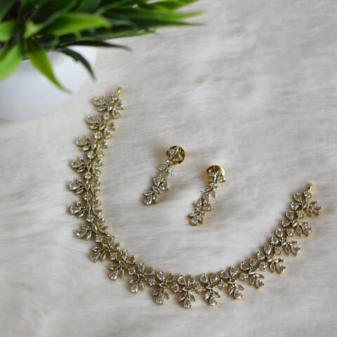 Brilliant Leaf Motif AD Necklace