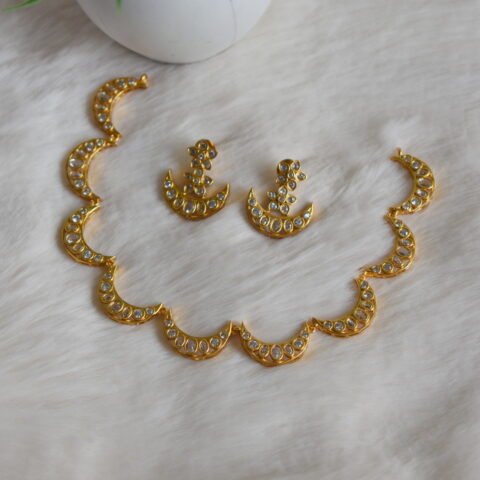 Sparkling AD Crescent Moon Necklace