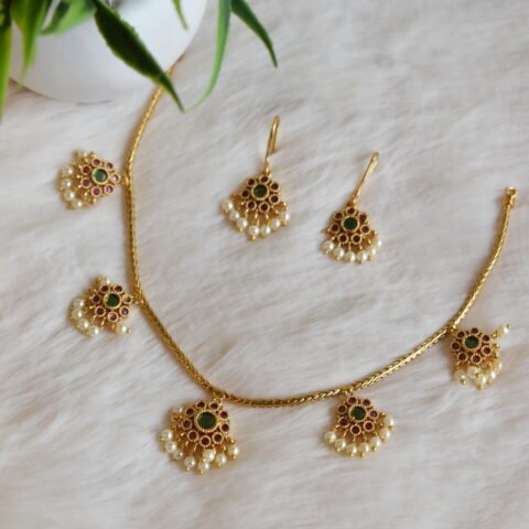 Antique Floral Pearl Drop Necklace