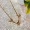 Premium One Gram Gold Triple Stone Drop Short Chain