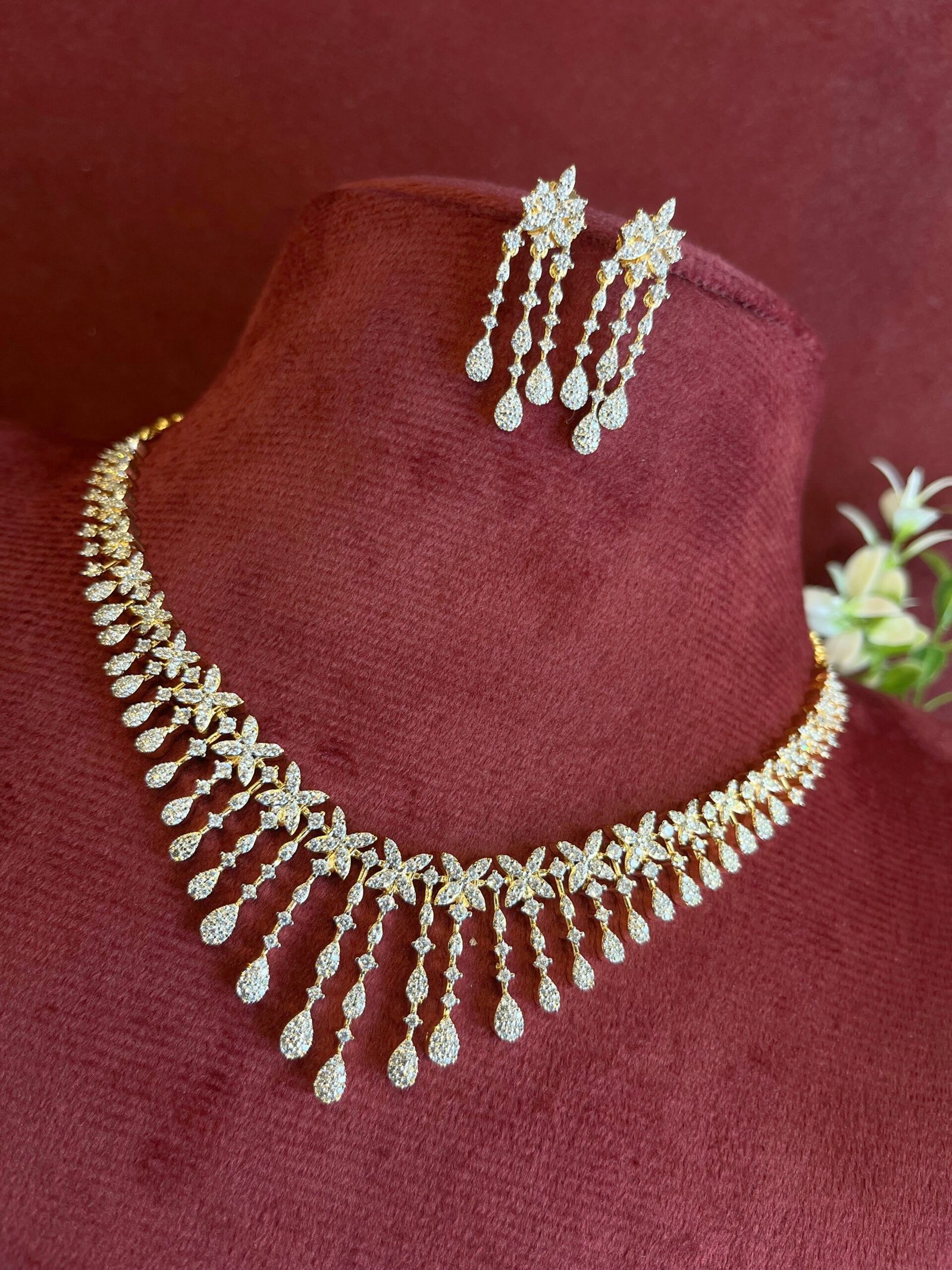 Sleek Chevron Drop AD Necklace