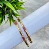 Sleek One Gram Gold Micro Plated Bangles with Ruby Stone Patches