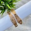 Elegant Structural One Gram Gold Bangles with Ruby Floral Clusters