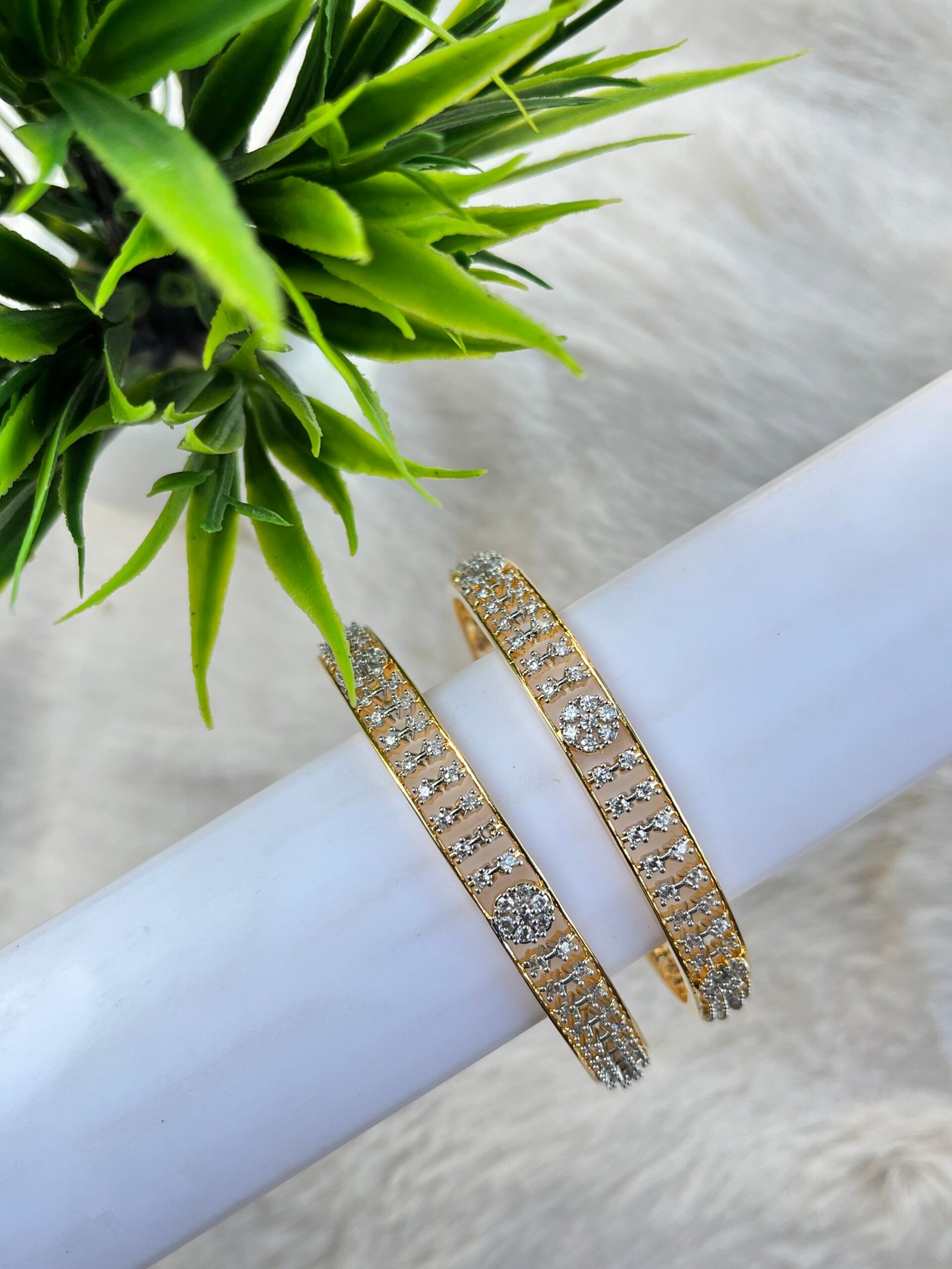 Round Cluster Motif CZ Bangles