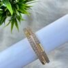 Sleek Matte Gold Line CZ Bangles