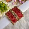 RED Glass Mix Kundan Bangles