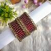 MAROON Glass Mix Kundan Bangles