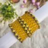 YELLOW Glass Mix Kundan Bangles
