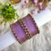 LAVENDER Glass Mixed Kundan Bangles
